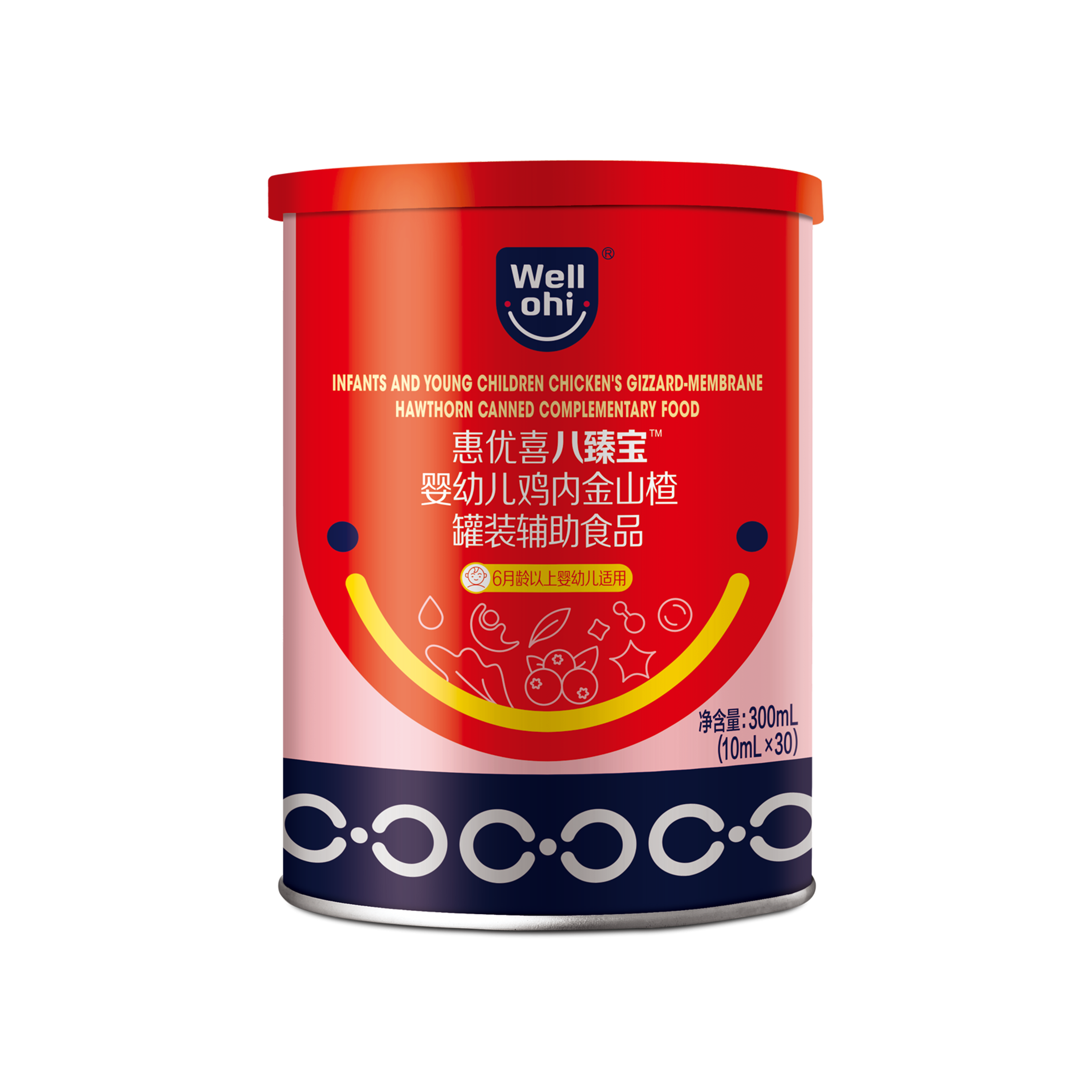 惠优喜八臻宝婴幼儿鸡内金山楂罐装辅助食品
