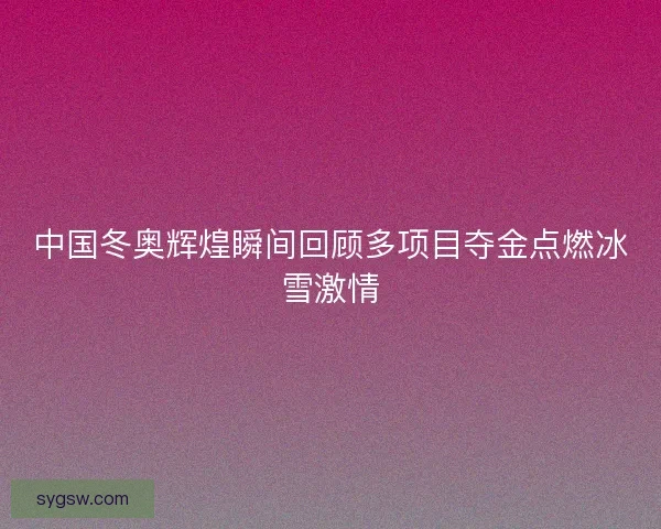 中国冬奥辉煌瞬间回顾多项目夺金点燃冰雪激情